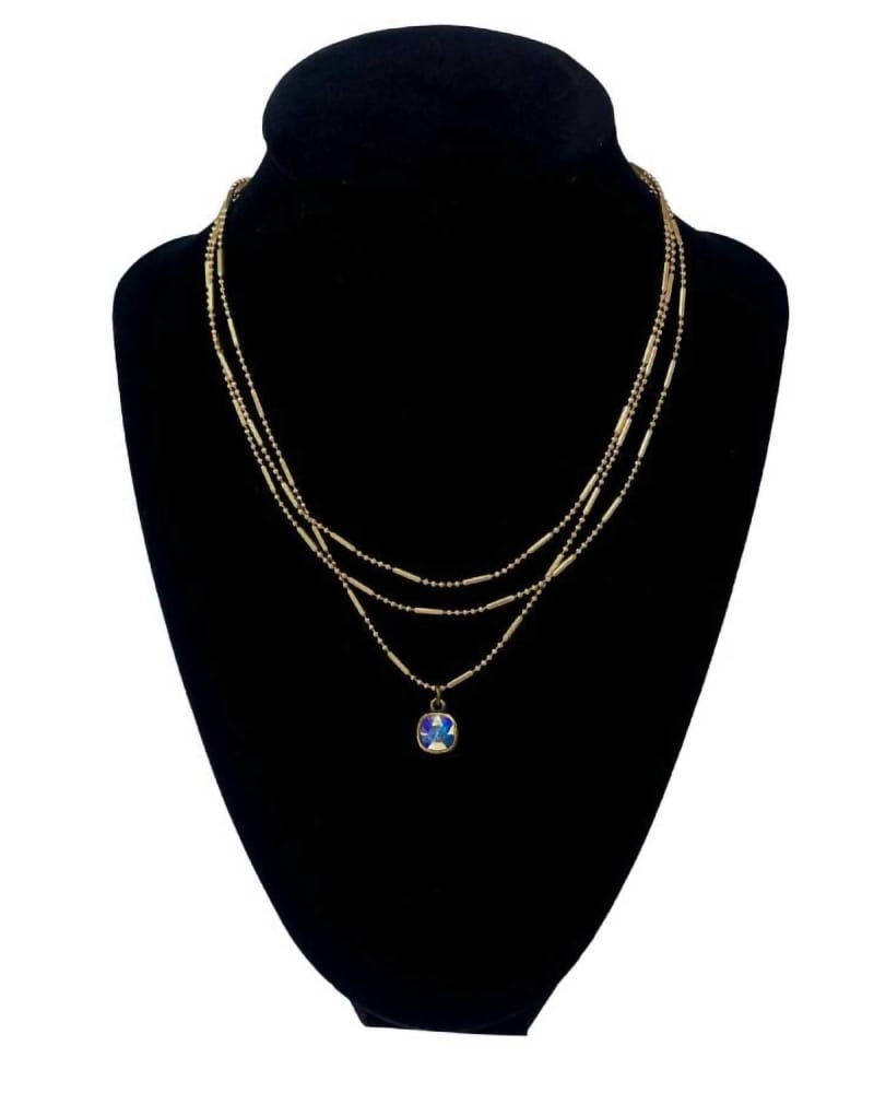 Front of a size O/S Dot And Bar Chain Necklace Ab in Gold in Gold by Pink Panache. | dia_product_style_image_id:330014
